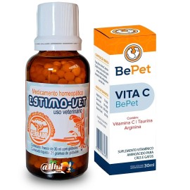 Kit Estimo-vet + vitamina C - tratamento de infec��es, dermatites e otites