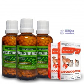 Kit 3 Frascos de Viscum Vet  para cncer em ces e gatos + kit 3 vitaminas