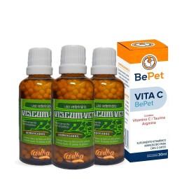Kit 3 Frascos de Viscum Vet  para c�ncer em c�es e gatos + vitamina C