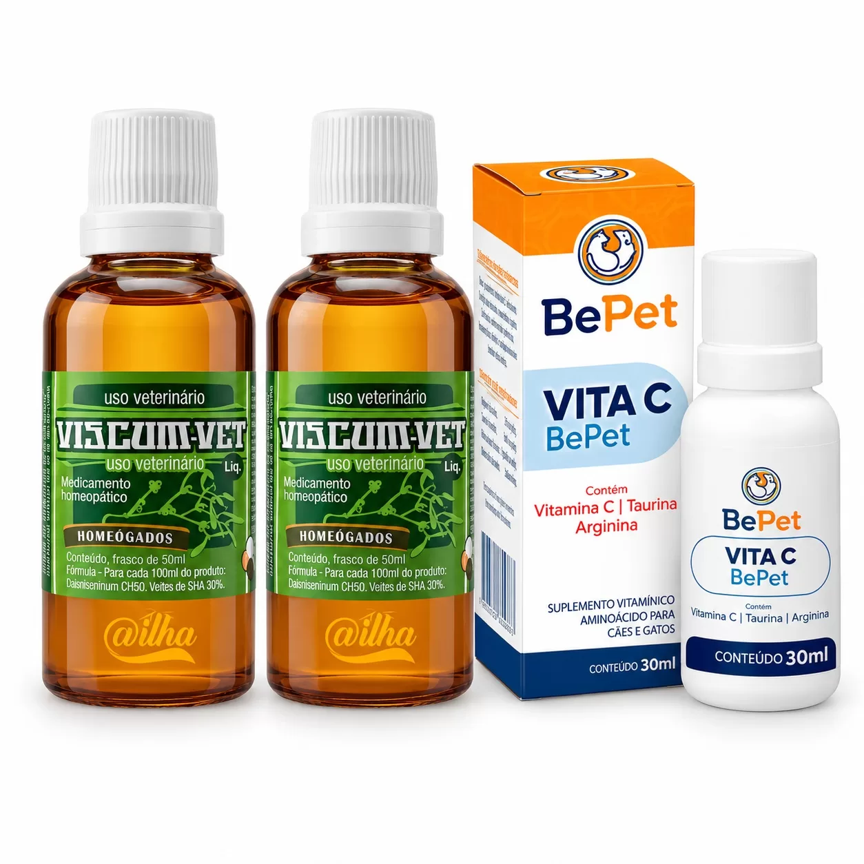 kit 2 un. Viscum Vet Líquido + 1  un. Vitamina C -  contra câncer em cães e gatos